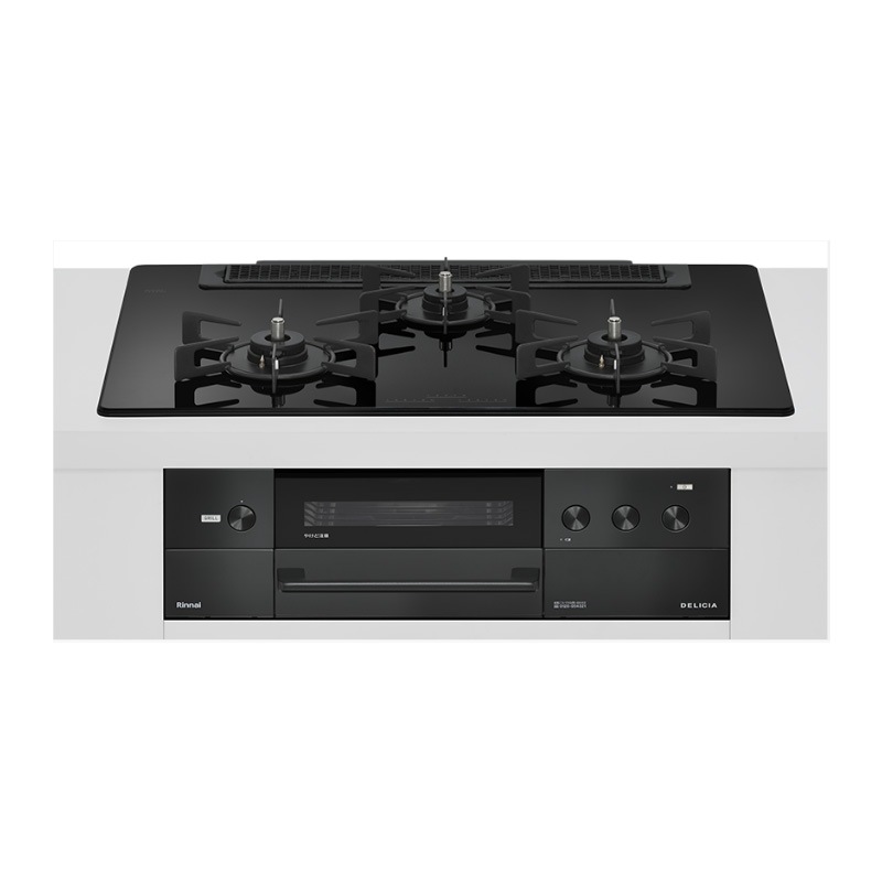 【リンナイ】デリシア　DELICIA　ビルトインガスコンロ　幅75cm　RHS71W38M　3Ｖ乾電池　レンジフード連動　ココット付属(RCSTW　RNSTW　RCBW　RNBW)　オーブン接続あり　操作部液晶付き　(商品のみ　工事オプションあり) 