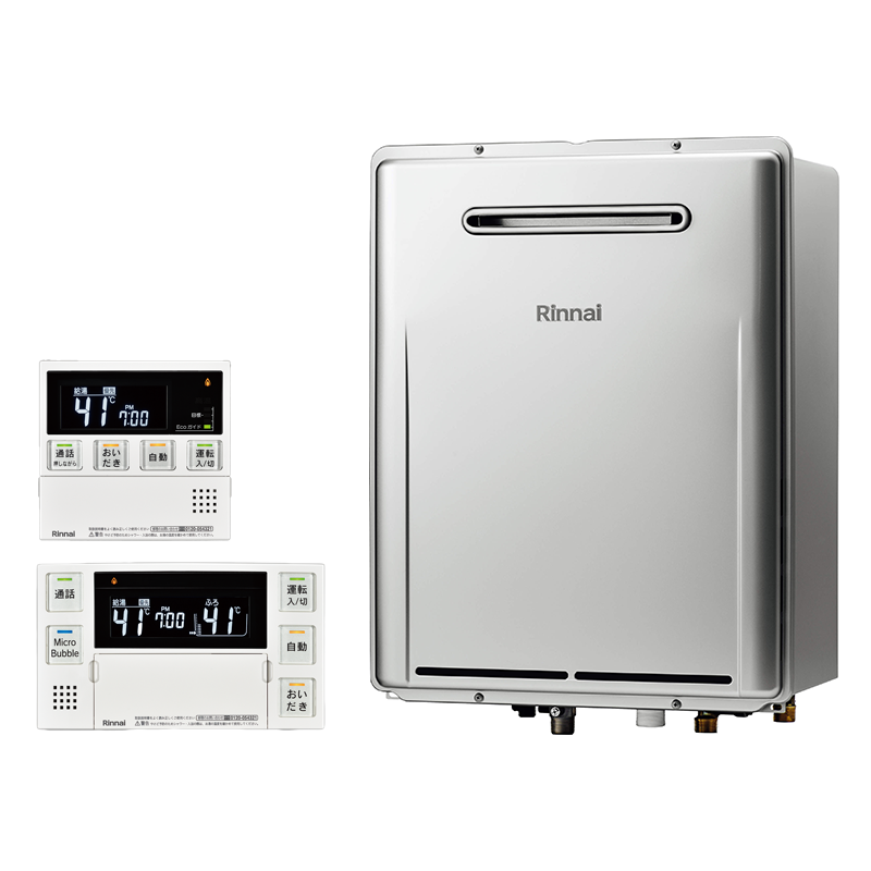 【リンナイ】ガスふろ給湯器+リモコンセット　屋外壁掛型　24号　フルオート　マイクロバブルバスユニット内蔵　RUF-ME2406AW(A)+MBC-MB240VC(A) （商品のみ／工事オプションあり）