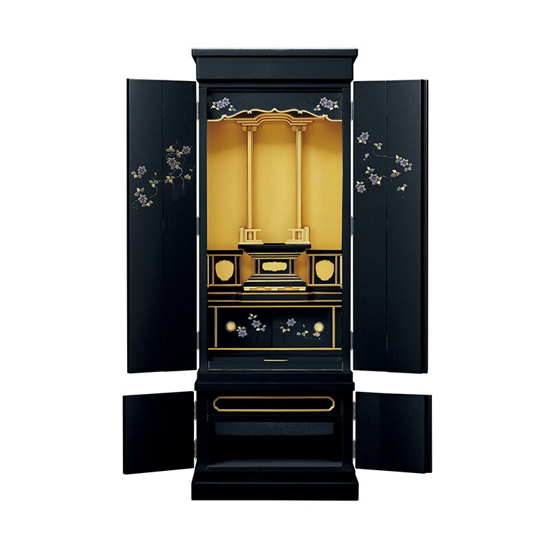 仏壇 モダン仏壇 「コーレイン」 ブラック 15×43号 （v11-156-3-2）/家具調仏壇 モダン仏壇 床置き仏壇台付き リビング 仏壇 上下セット モダン 送料無料|床置き仏壇|仏壇