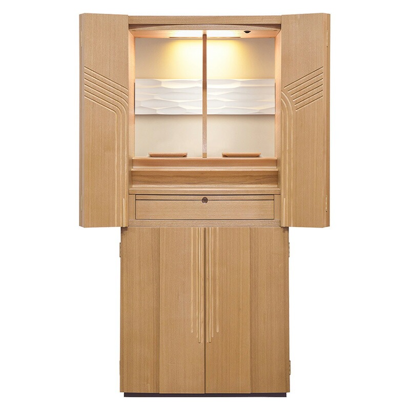 仏壇 モダン仏壇 「ティエロワ」 タモ 18×40号 （v11-018-2-2）/家具調仏壇 モダン仏壇 床置き 仏壇台付き リビング 仏壇 上下セット モダン 送料無料|床置き仏壇|仏壇