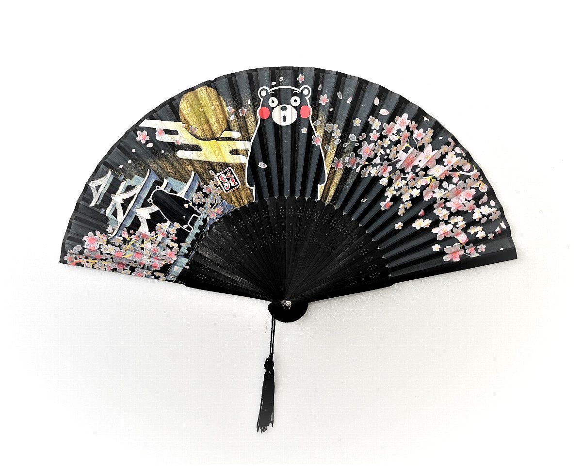 くまモンの扇子 夜桜 【肥後観光工芸】