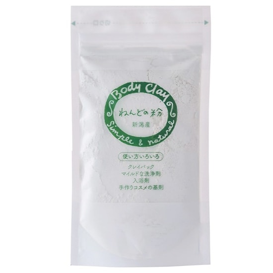 ねんどの粉（新潟産クレイベントナイト100％）40g。粘土パック、ハミガキ、入浴剤、制汗剤としてお使いいただけます。