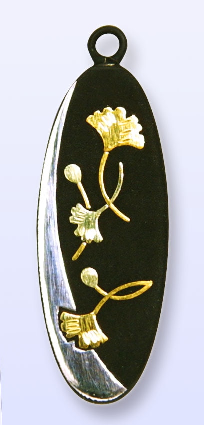 肥後象嵌ペンダント(銀杏) P-14【光助】-4009-民芸品・工芸品