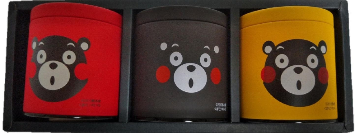 くまモン缶入り深蒸し茶ティーバッグ、ほうじ茶ティーバッグ、甘熟紅茶