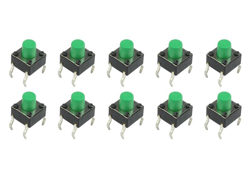 タクトスイッチ 10個 緑 6×6×4.3mm 4ピン ブレッドボード対応