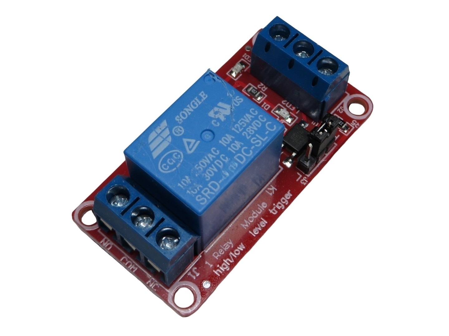 汎用リレーモジュール DC-5V 1個 1ch トリガー信号電圧レベル切替