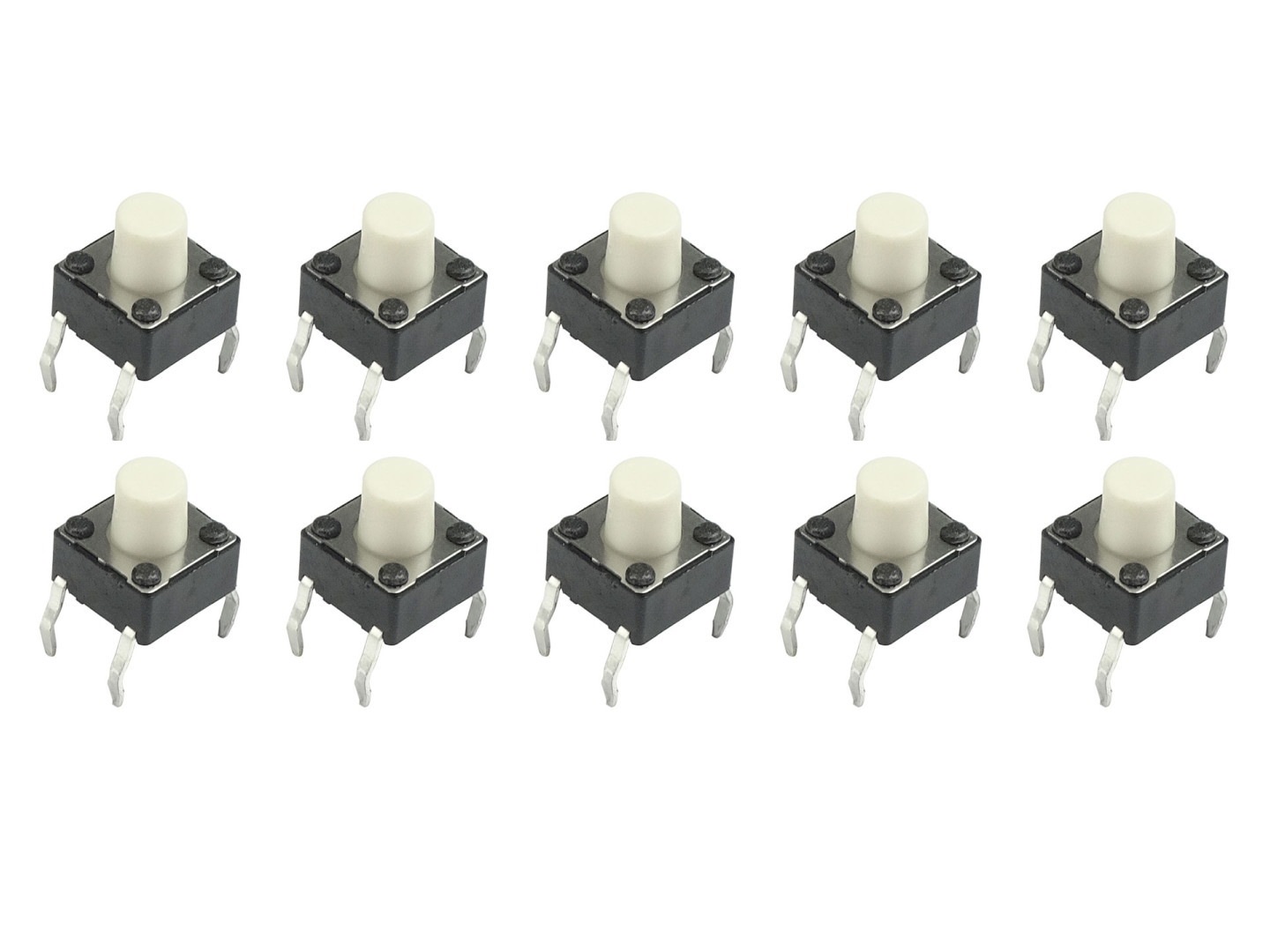 タクトスイッチ 100個 白 6×6×4.3mm 4ピン ブレッドボード対応 - 電子