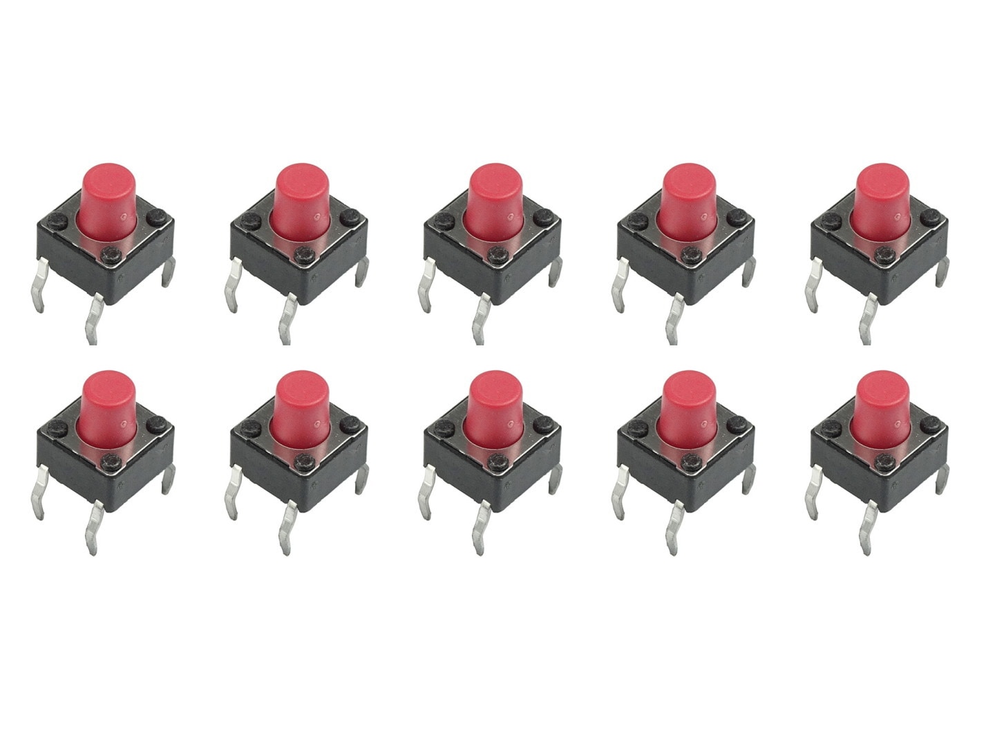 タクトスイッチ 100個 赤 6×6×4.3mm 4ピン ブレッドボード対応 - 電子