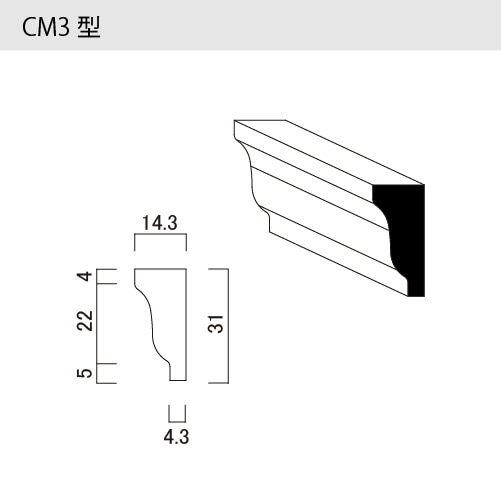 木製モールディング　ベイツガ　クラウン（廻り縁）　CM3型