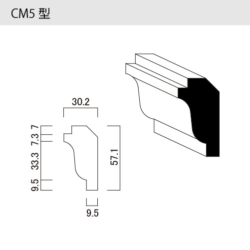 木製モールディング　ベイツガ　クラウン（廻り縁）　CM5型