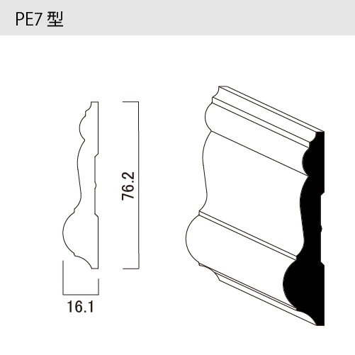 木製モールディング　ベイツガ　チェアレール（胴差）　PE7型　10本セット