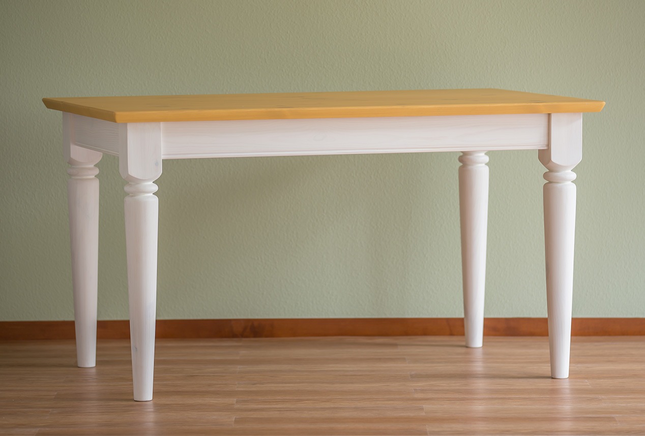 無塗装の家具 パイン ダイニングテーブル 丸脚