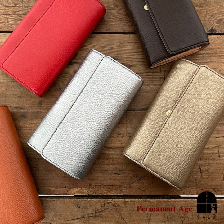 新品未使用　P.A. パーマネントエイジ　　長財布 ゴールド パーマネントエイジ Parmanent age レザーウォレット 本革 長
