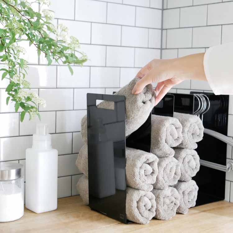 Tower 連結タオル収納ラック タワー 2個組 ブラック おすすめ 人気商品 Kurasso クラッソ