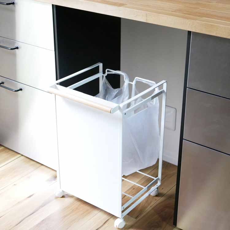 目隠し分別ダストワゴン 【トスカ】2分別／ホワイト｜キッチン用品