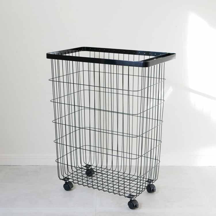 【tower】ランドリー バスケットワゴン セット　黒 タワー ランドリーワゴン+バスケット tower Laundry wagon +