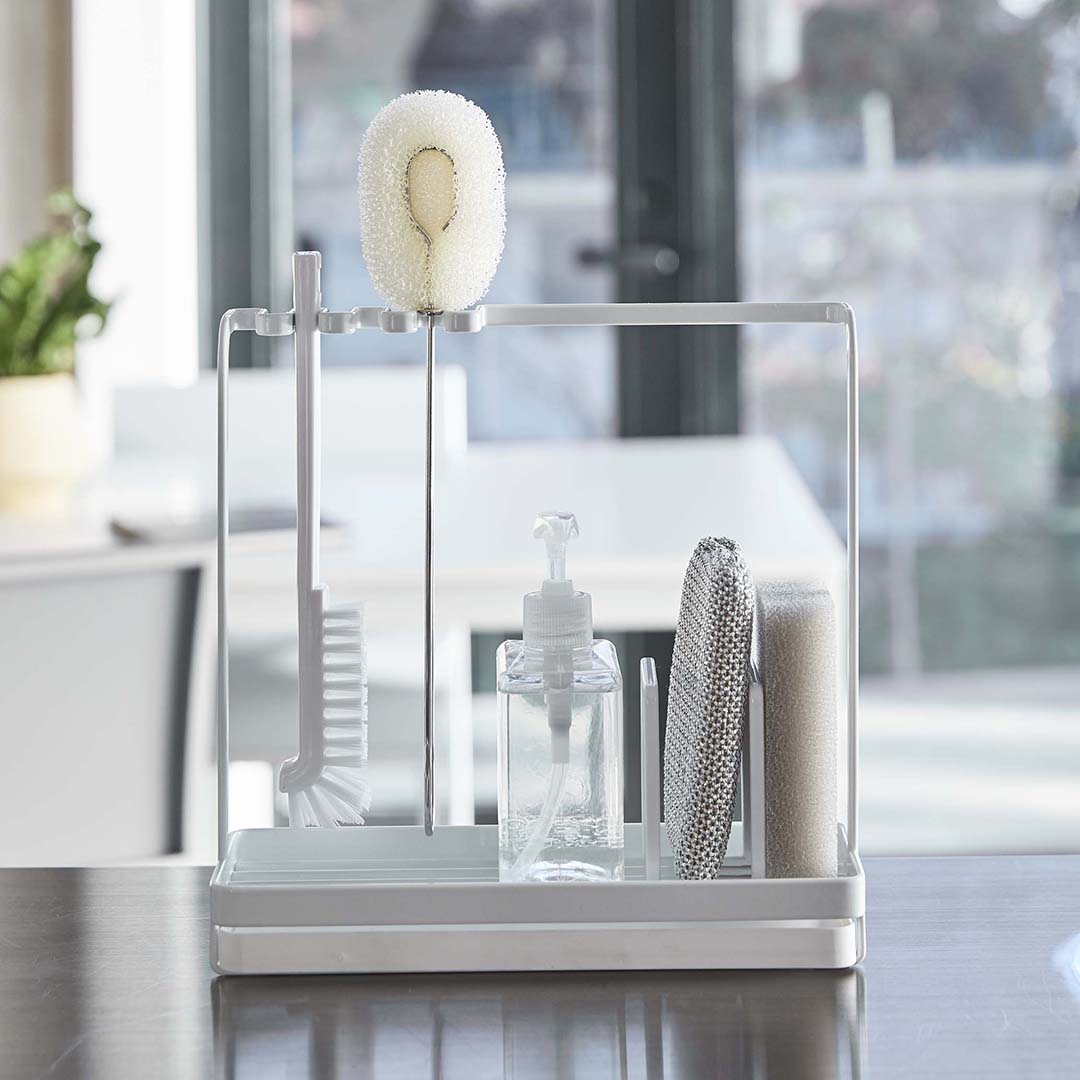スポンジ＆クリーニングツールスタンド タワー ホワイト｜キッチン用品