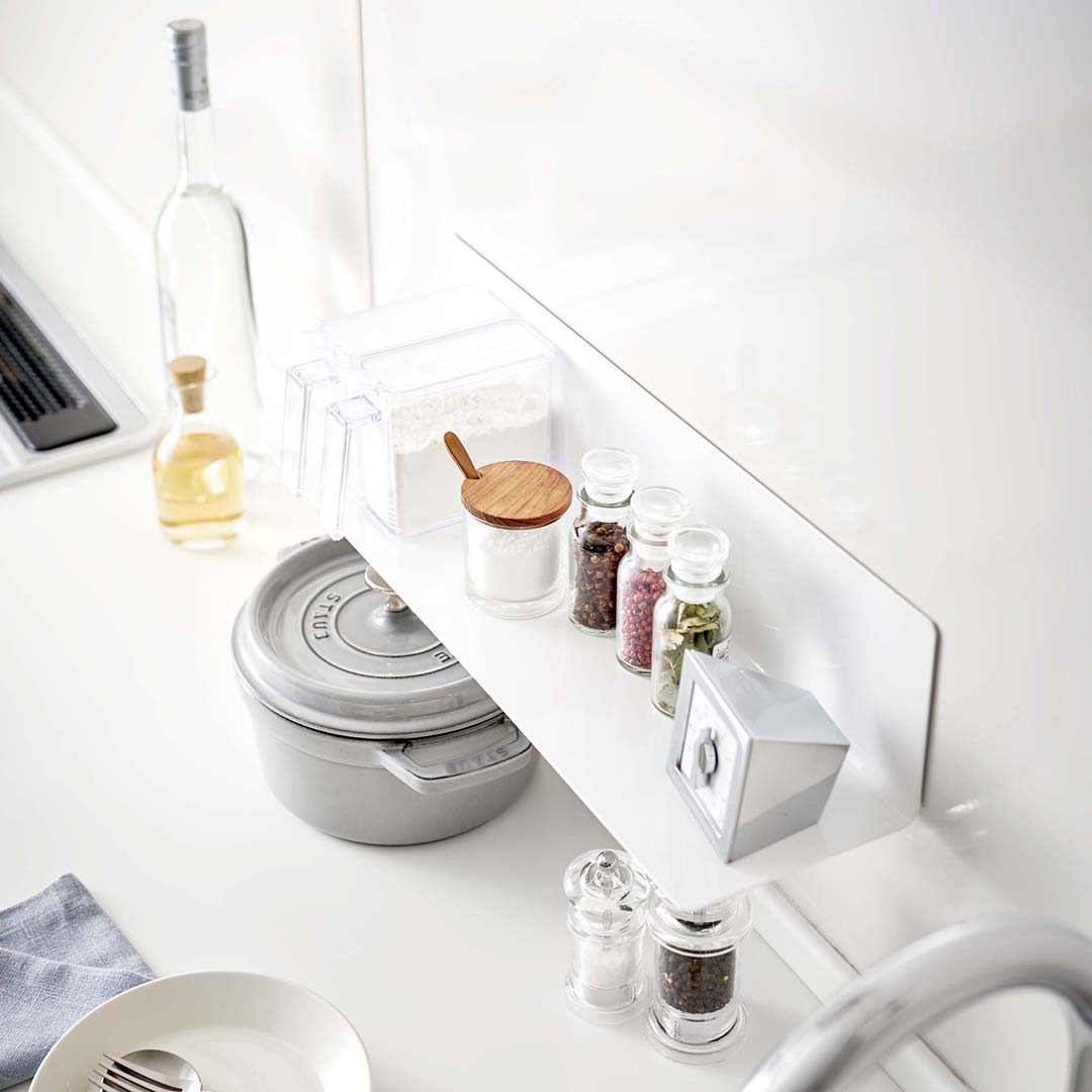 マグネットキッチン棚 タワー ワイドホワイト｜浮かせる収納