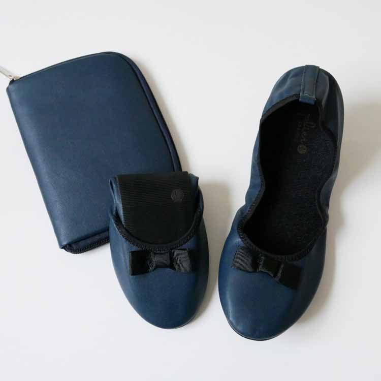 プリエ クラシック】 携帯スリッポン リボン ネイビー｜玄関