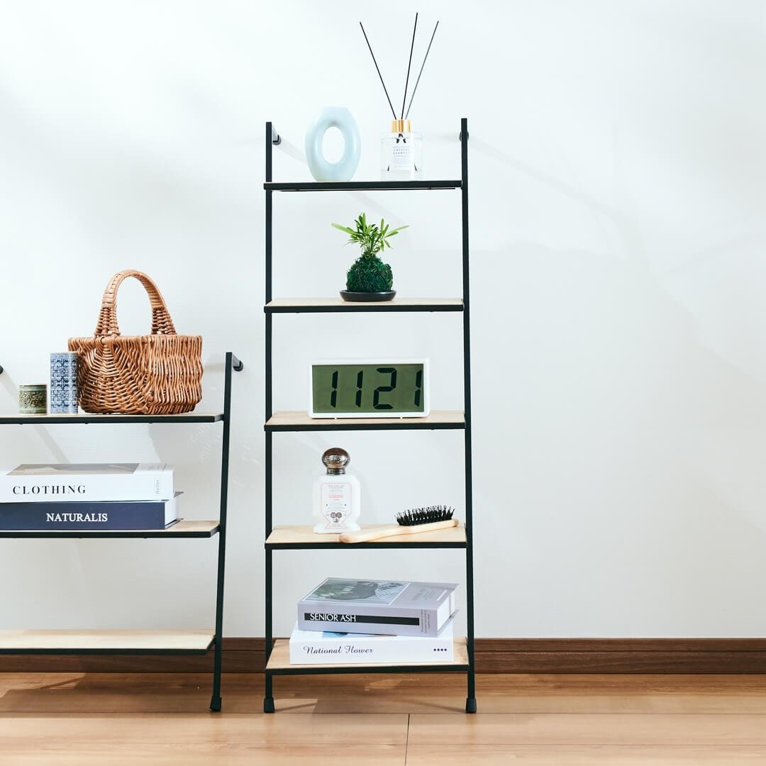 5段 コーナーシェルフ ヴィンテージウッド 輸入家具 コーナーラック