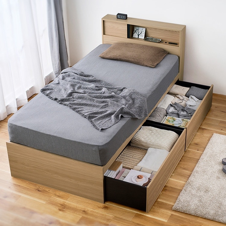 宮付き ベッド シングル 洗える布団3点セット ナチュラル ホワイトベージュ 宮付き ベッド シングル 洗える布団3点セット ナチュラル