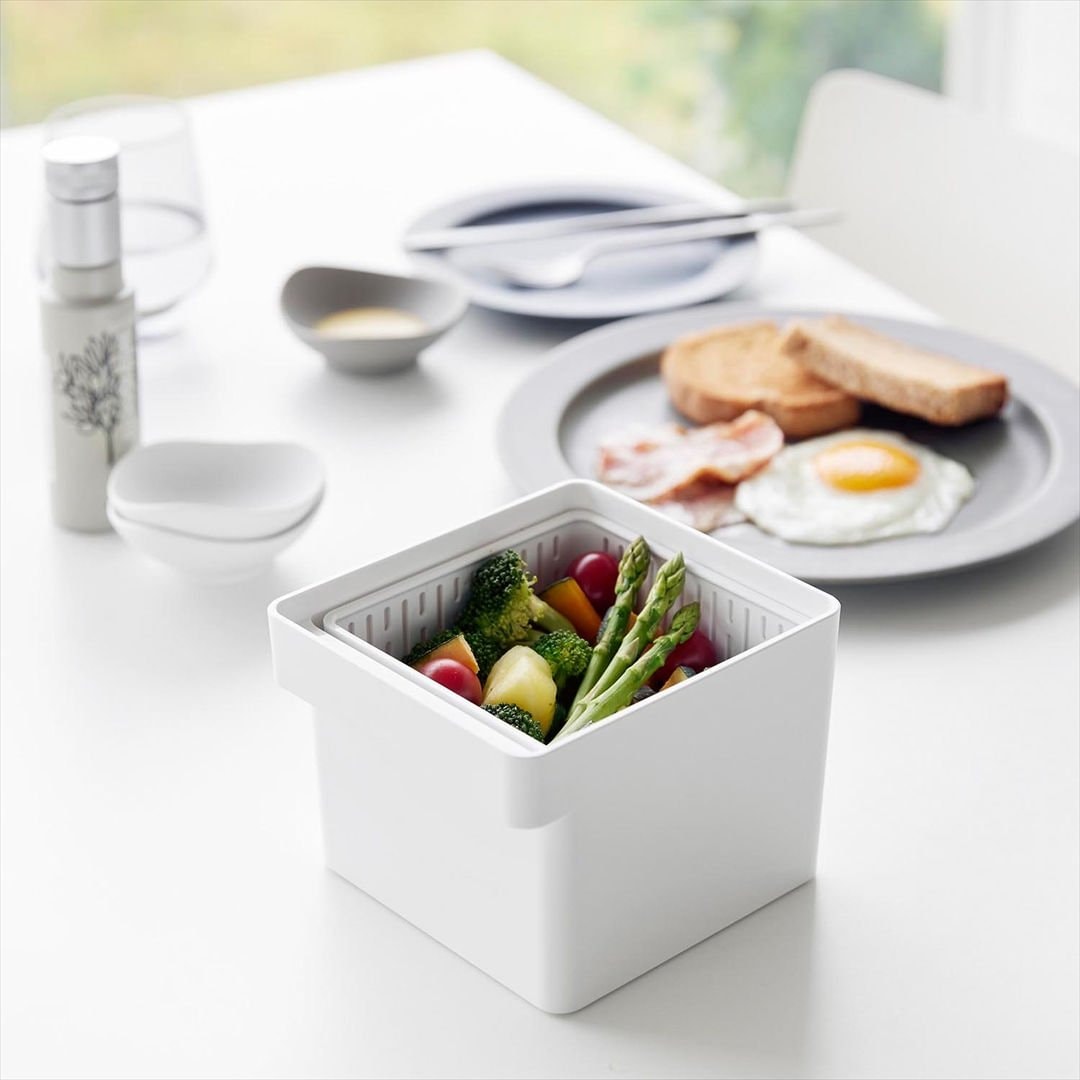 tower】電子レンジ・食洗機対応 ザル付き保存容器｜キッチン用品