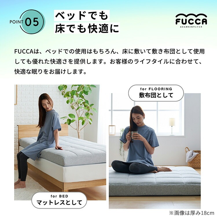 Fucca �դȤ󲰤���ޥåȥ쥹 GY N2407M18SD-GY