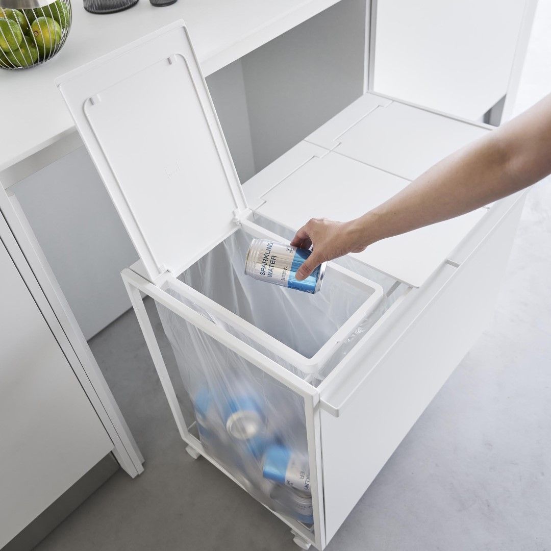 【新品未使用】蓋付き目隠し分別ダストワゴン タワー 45L 3分別 ホワイト tower】 蓋付き目隠し分別ダストワゴン45L 3分別｜ゴミ箱