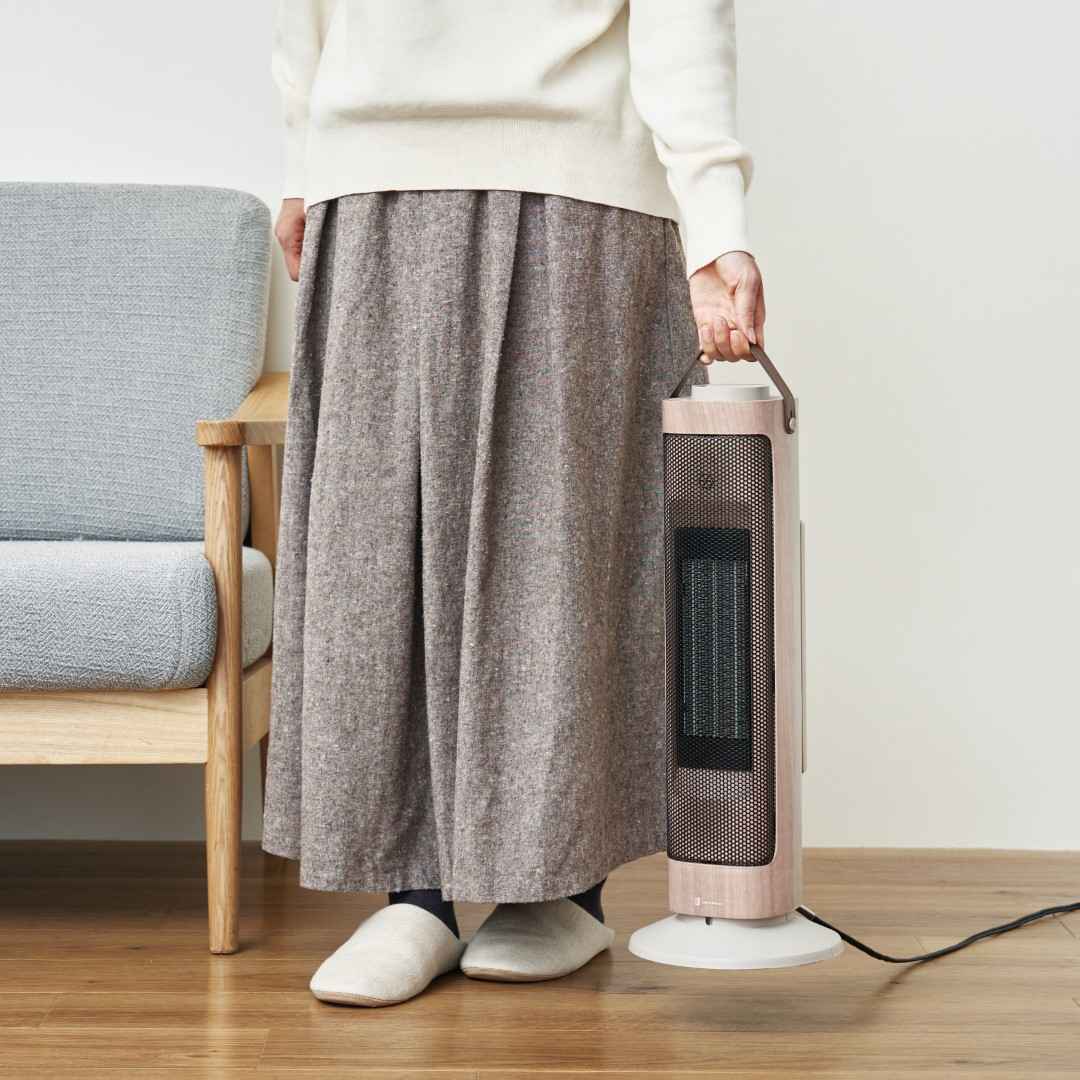タワー型セラミックファンヒーター&ファン Premium WOOD｜リビング用品