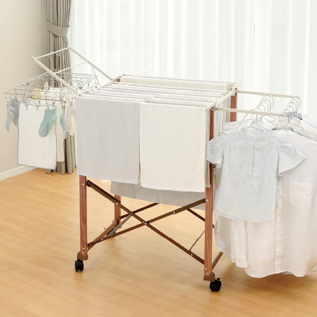 部屋干し 折たたみ収納 ブラウン 洗濯物干し インテリアとしても ☆インテリアとしても洗濯物干し 折たたみ収納 部屋干しブラウン