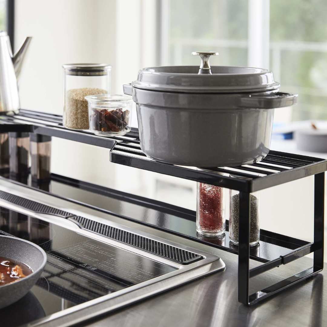 日本製 燕三条 排気口カバー付き コンロ奥多機能ラック 幅80cm 3段 コンロ幅75用 コンロ奥ラック ステンレス棚 調味料ラック スパイスラック 代引不可 コンロ奥ラック 排気口カバー付き 幅80cm 2段 ステンレス製 日本製