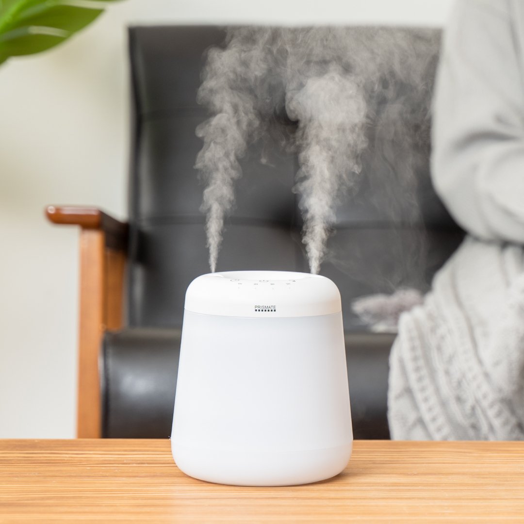 PRISMATE】 倒れても水がこぼれにくい コードレス上部給水加湿器