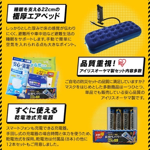 アイリスオーヤマ】防災リュックセット 2人用 44点 BS244 ｜アイリス