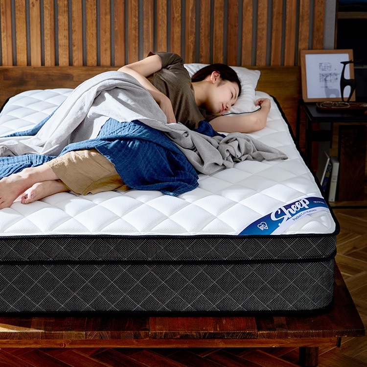 ポケットコイルマットレスSheep 超極厚30cm 硬め シングル ホワイト