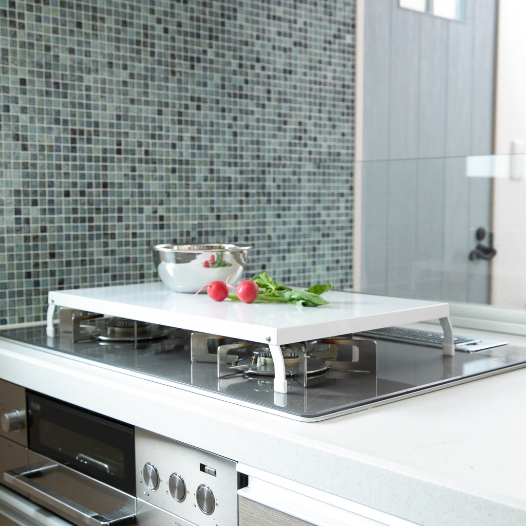 折り畳みガスコンロカバー タワー ワイド ホワイト｜キッチン