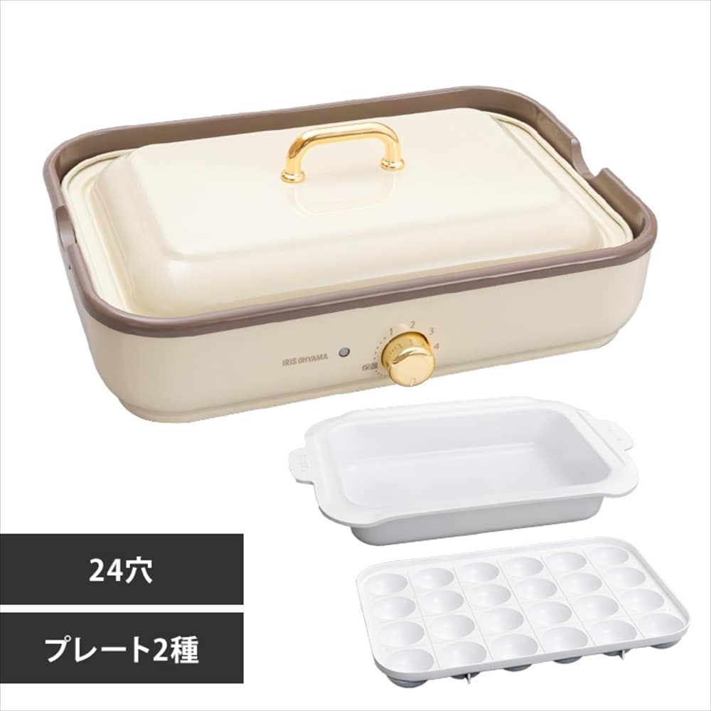 アイリスオーヤマ　着脱式コンパクトホットプレート ホットプレート 着脱式 2WAY PHP-24W-R レッド 7052878
