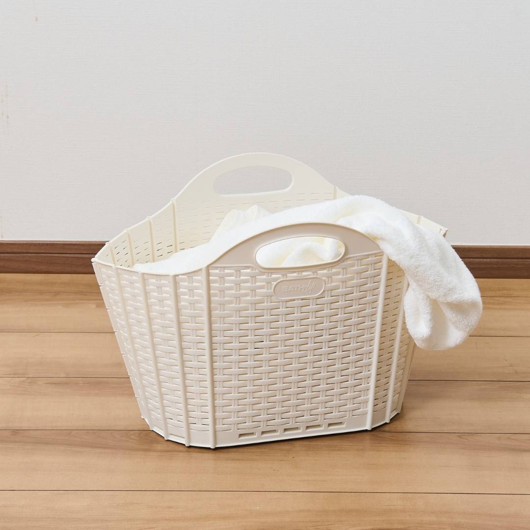 清水産業】 折りたためるランドリーバスケット ラタン ミニ｜洗濯