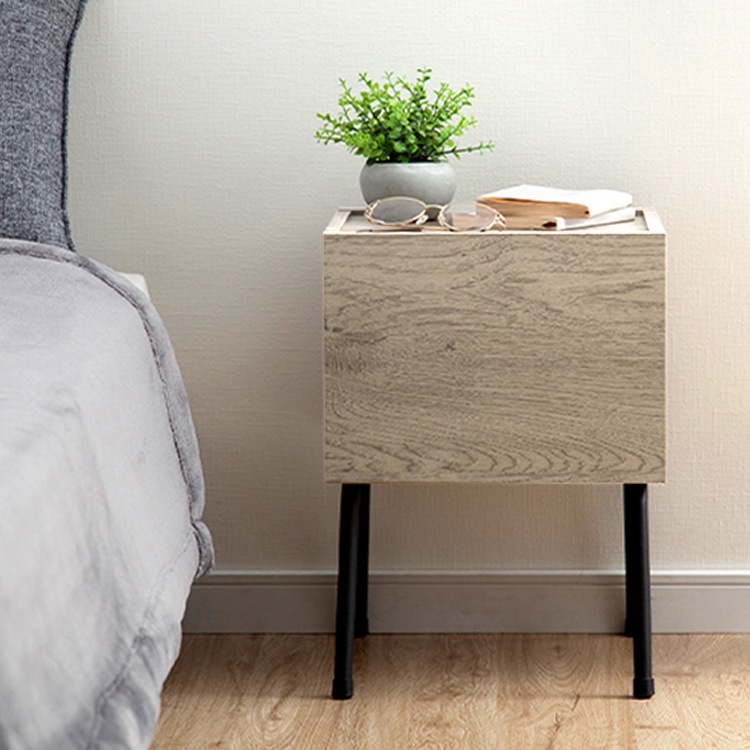 アイアンウッドサイドテーブル IWST-300R ブラック/アッシュブラウン