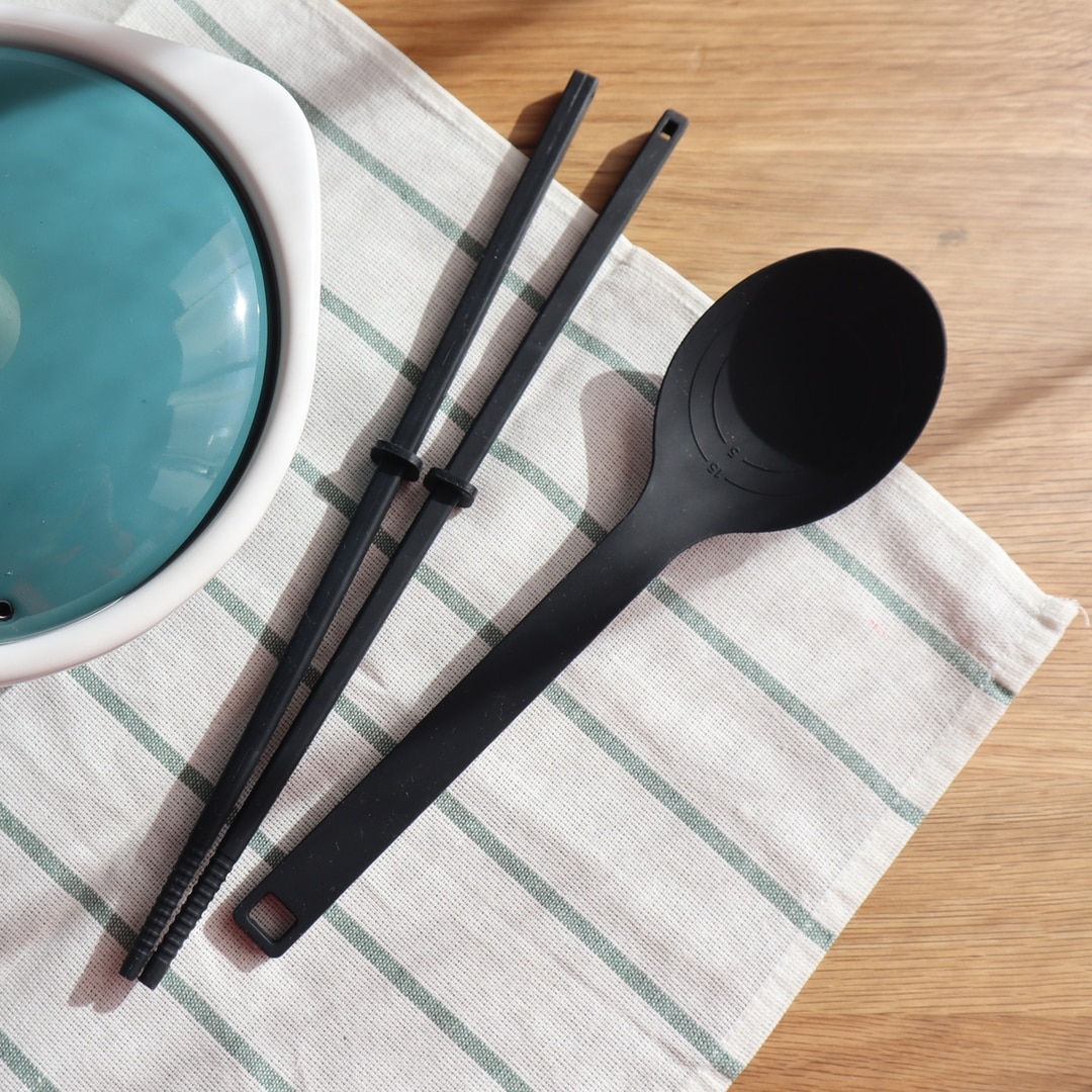 tower】 シリコーン調理スプーン・シリコーン菜箸セット ブラック