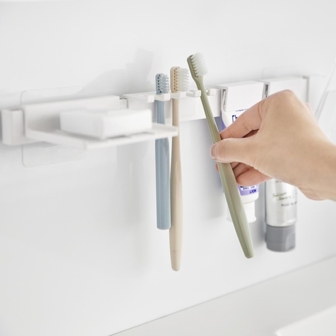 tower】 フィルムフック歯ブラシ＆歯磨き用品収納セット｜バス・洗面