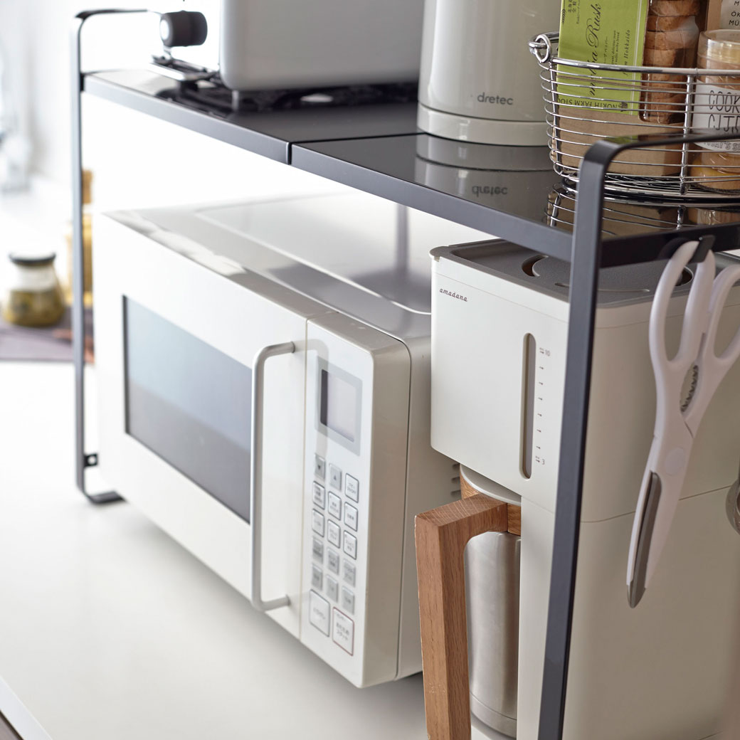 伸縮レンジラック タワー ブラック｜キッチン用品,キッチン収納