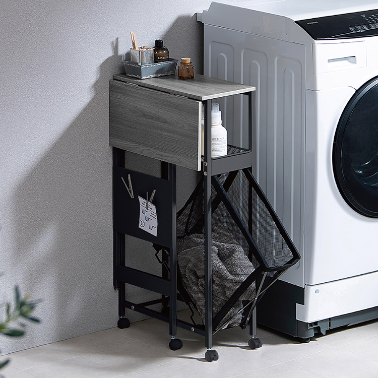 天板付きランドリーワゴン スリムタイプ TLAW-B220 バスケットタイプ