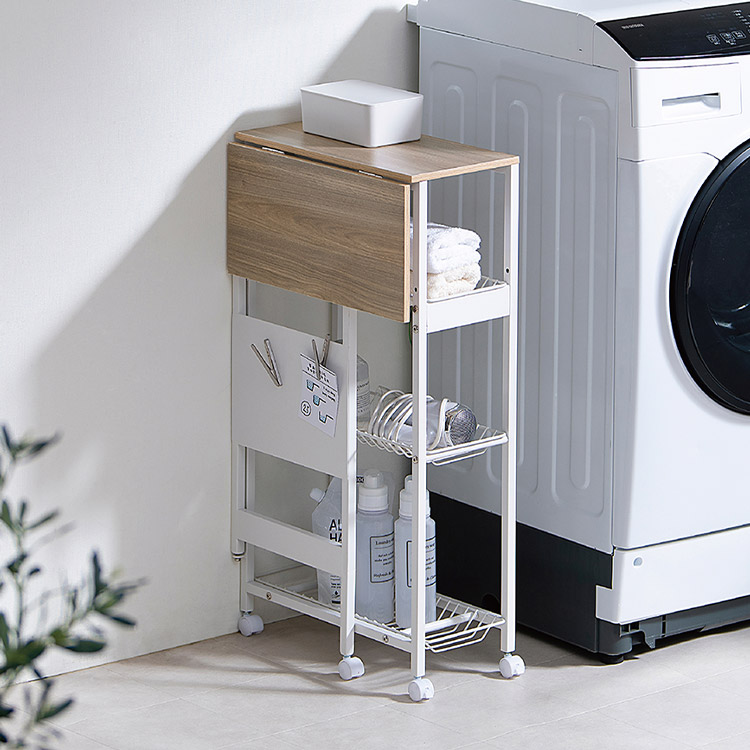 天板付きランドリーワゴン スリムタイプ TLAW-B220 バスケットタイプ