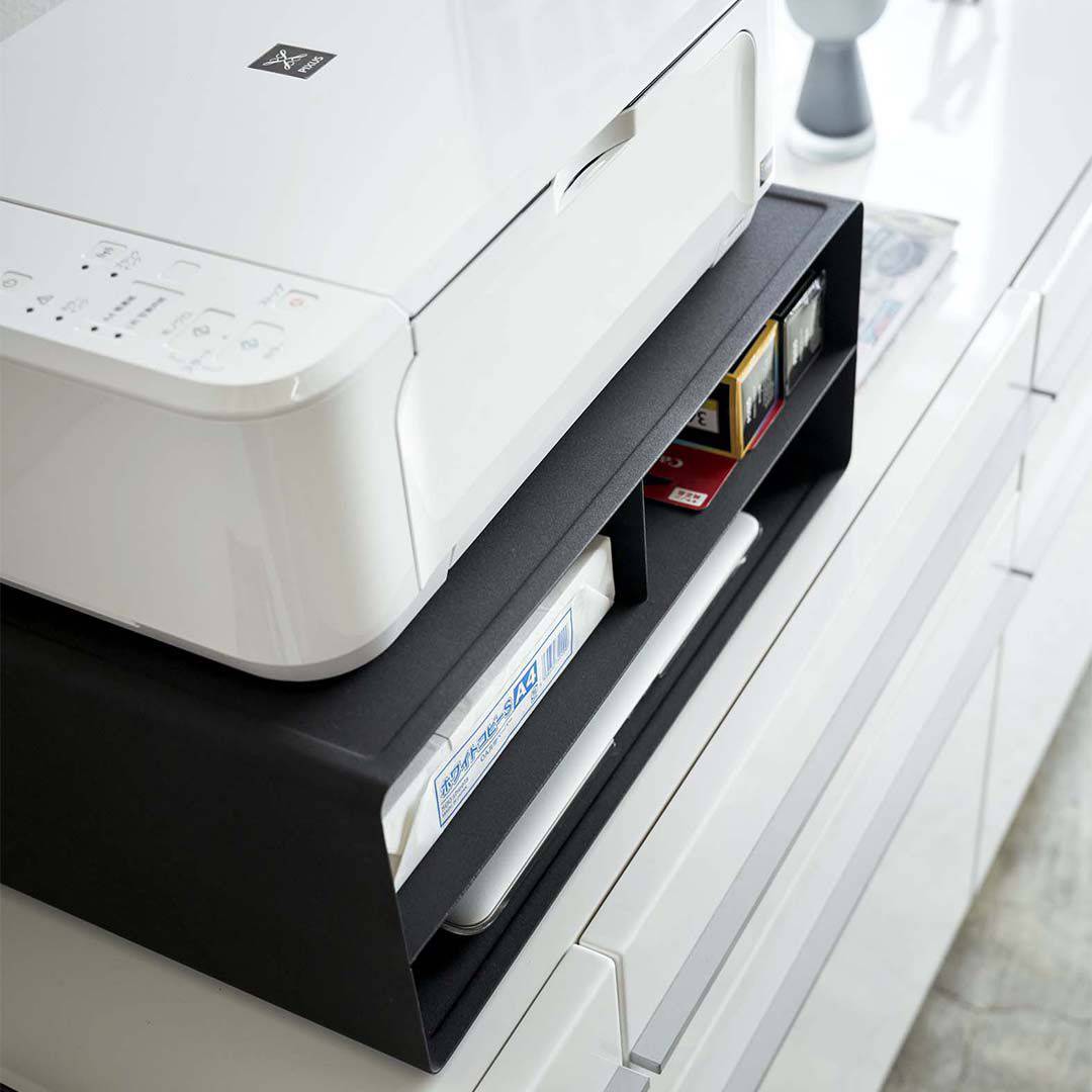 ツーウェイプリンター収納ラック タワー ブラック｜リビング用品