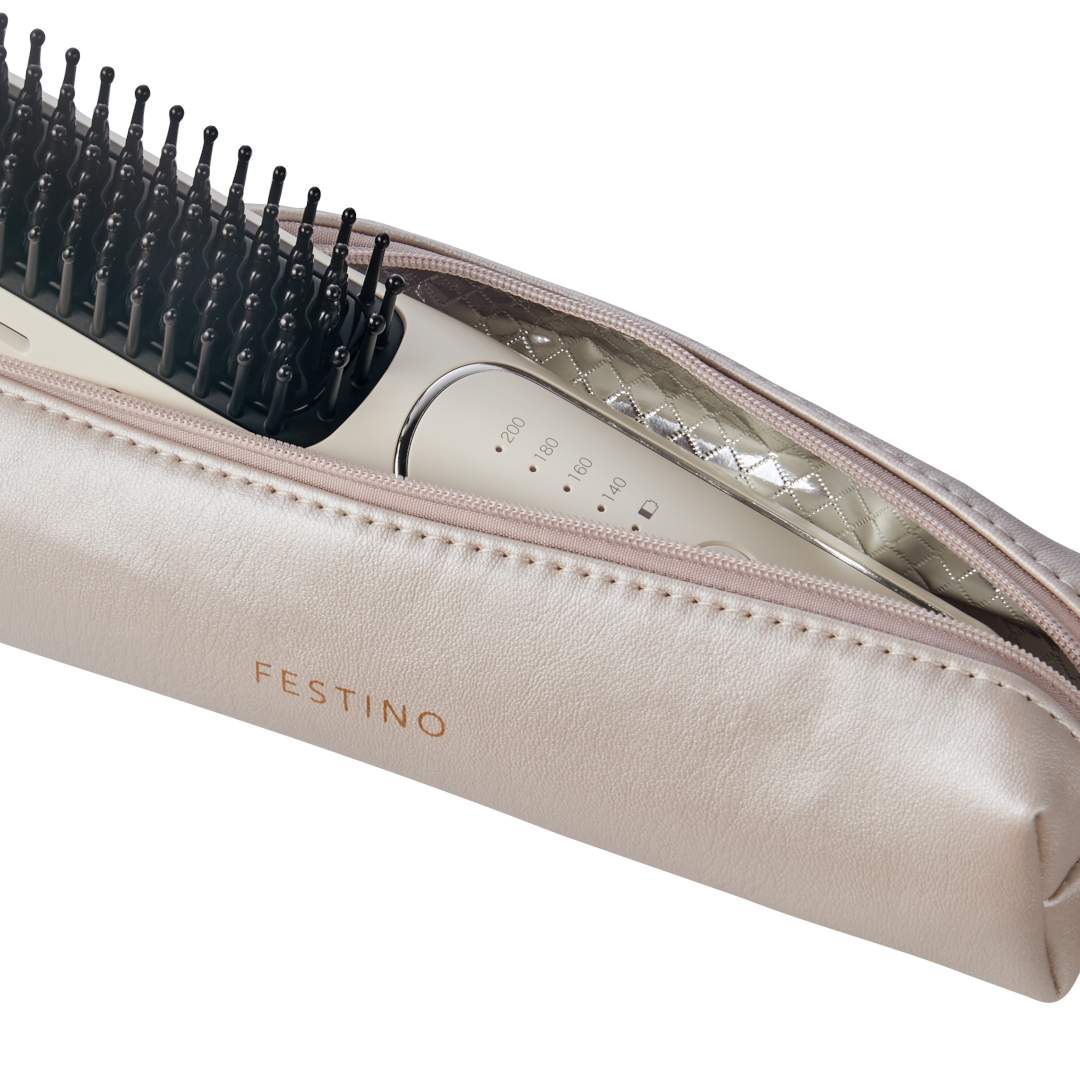 FESTINO】 充電式 スタイリング ヒーターブラシ｜バス・洗面用品