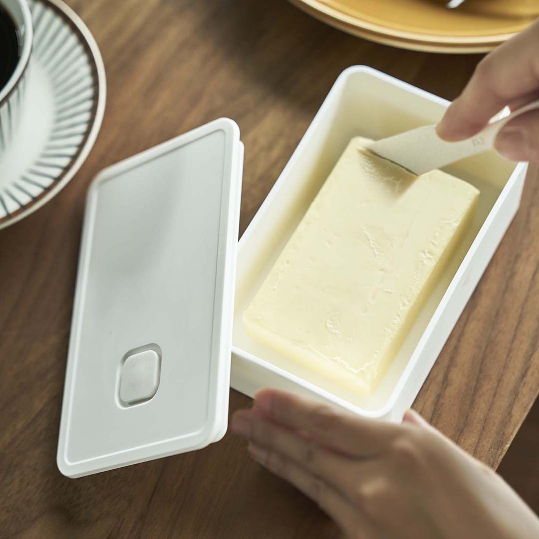 tower】バルブ付き密閉バターケース ホワイト｜キッチン用品,保存容器