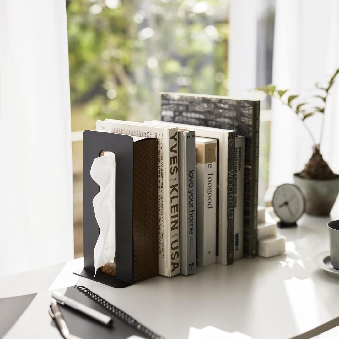 tower】 ティッシュが引き出せるブックエンド｜リビング用品