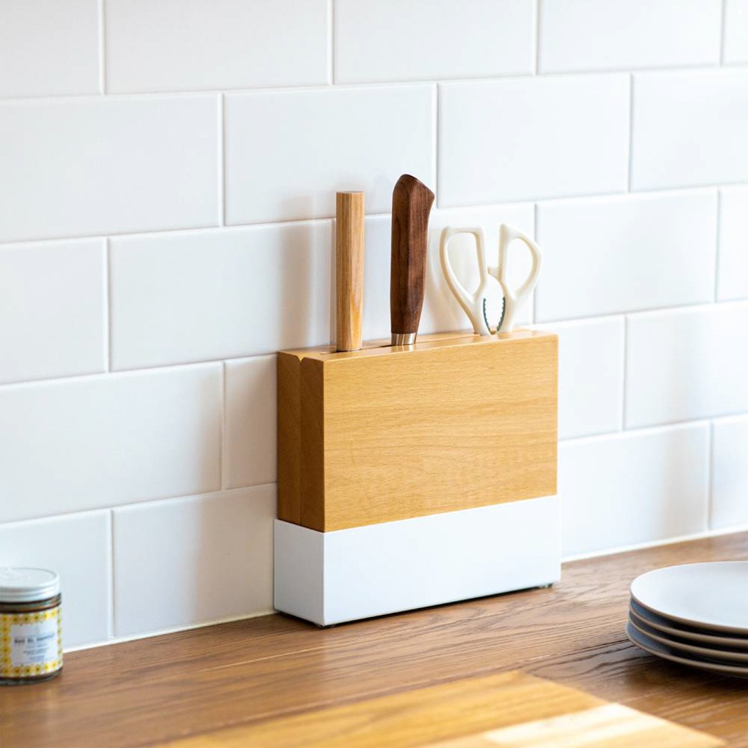 ideaco】 METAL FACTORY ナイフスタンド ホワイト｜キッチン用品