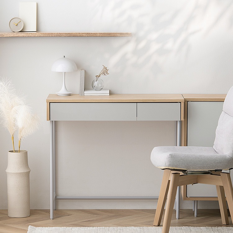 リビングデスク LLVD-795 ナチュラル／グレー｜SIMPLE STYLE (シンプル