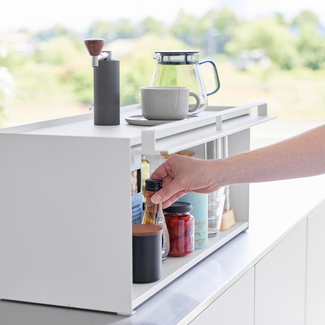 tower】 前が開くキッチンカウンター上収納ラック D24｜キッチン用品